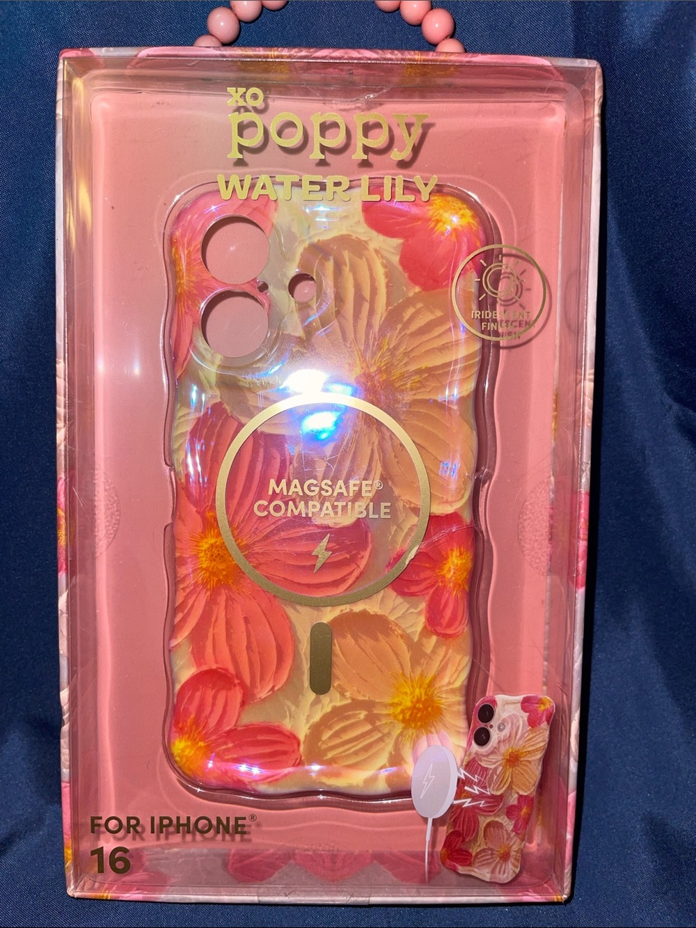 XO Poppy Water Lily MagSafe iPhone 16 Case - Pink Floral